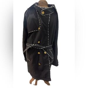 Chanel Boutique Vintage Trench Coat Gold Buttons Women’s Jacket Rare Authentic